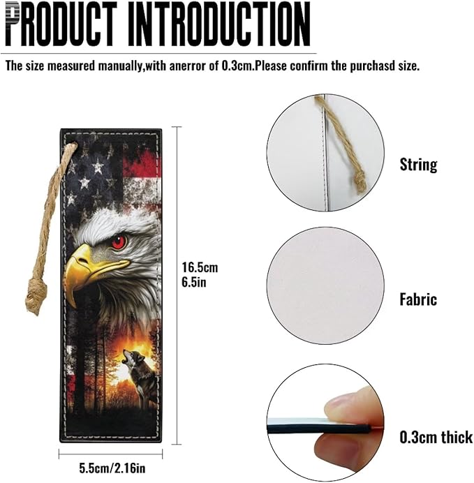 Medium Bible Cover Case for Women Men American Flag Wolf Bald Eagle Print PU - Image 6