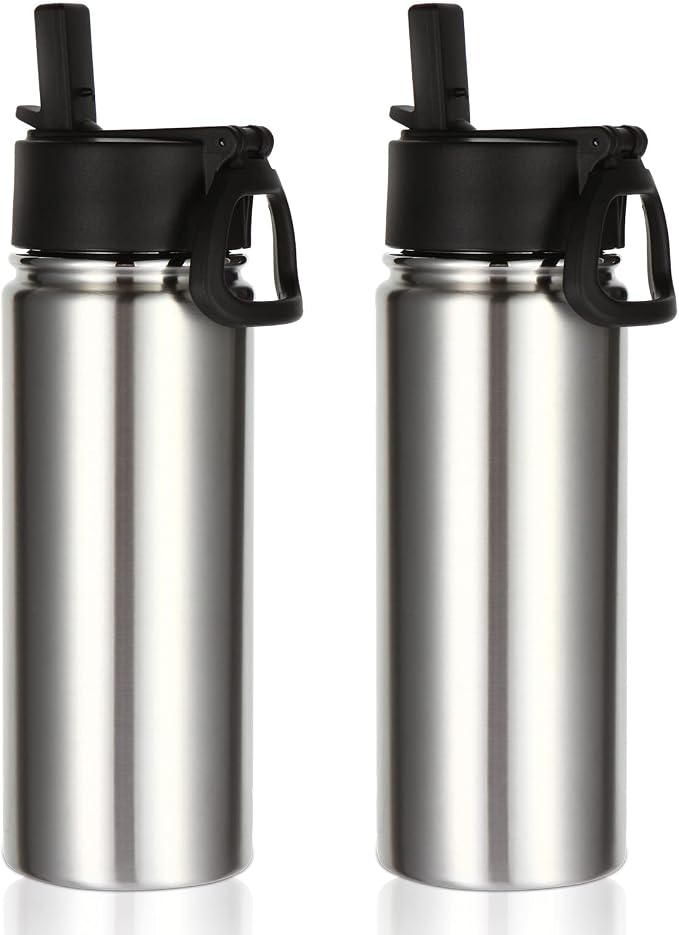 Volhoply 18oz Insulated Water Bottle Bulk 2 Pack, Kids Stainless Steel Water by LiveFully%EF%BC%8CDrinkFreely%E2%80%94KeepGoingwithVolhoply%EF%BC%81