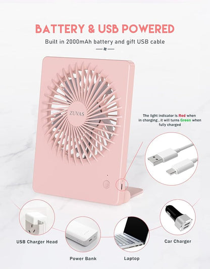 Zuvas Desk Fan Battery Operated Fan Rechargeable 180°Tilt Folding Personal Fan - Image 5