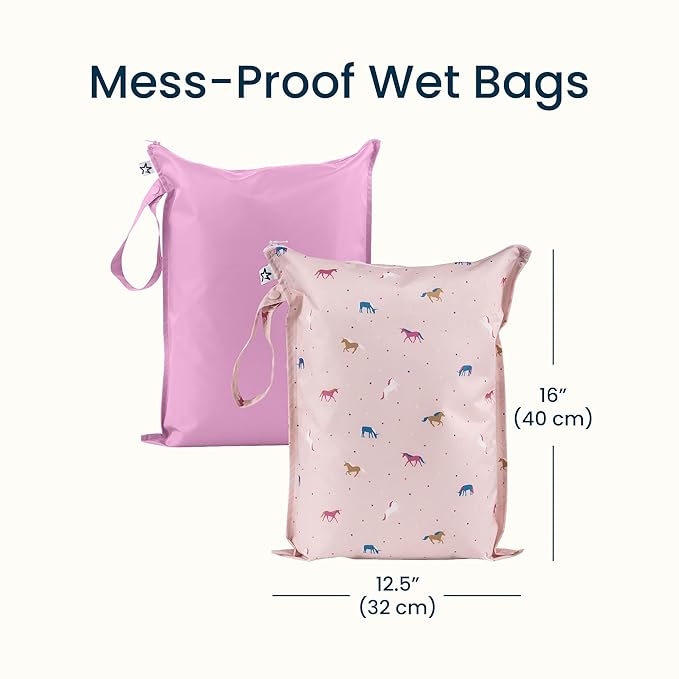 Tiny Twinkle Mess Proof Wet Bags | 2-Pack Reusable Waterproof Wet Bags - Image 3