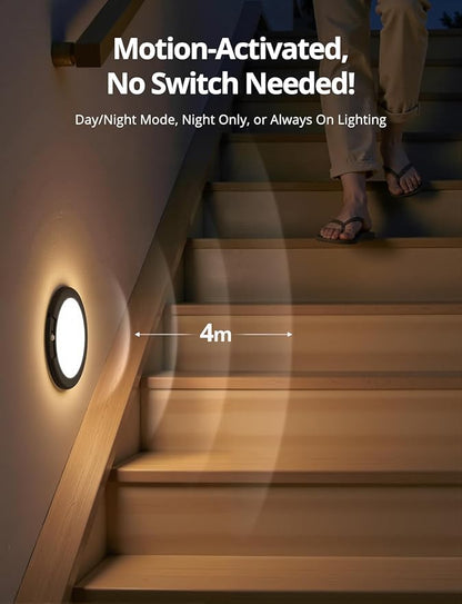 Combuh Black Operated Battery Powered Motion Sensor Ceiling Lights Wireless - Image 5