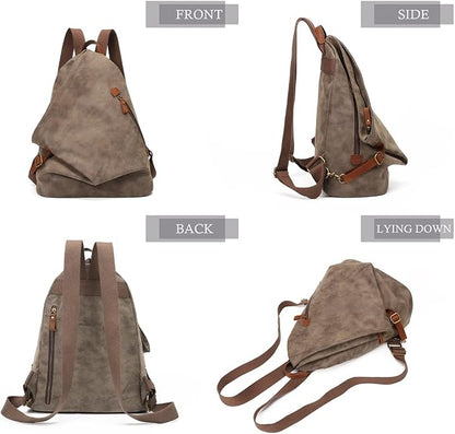 KL928 PU Leather Vintage Backpack – Large Casual Daypack Outdoor Travel - Image 9