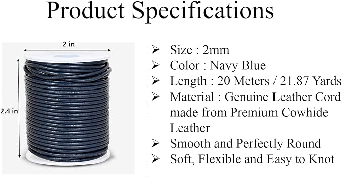 GENIQUE Real/Genuine Round Leather String Cord - Image 3