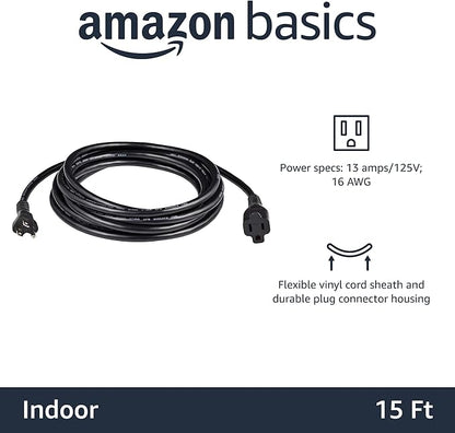 Amazon Basics Extension Cord, 15 Ft, 3-Prong Outlet Extender, 13 Amps - Image 2