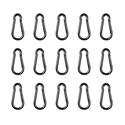 Black Carabiner, Heavy Duty Galvanized Steel Spring Snap Hook Carabiner Clips by High-PQ