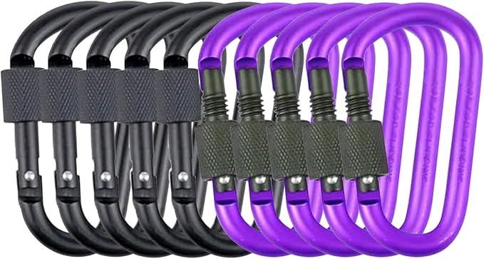 10 Pack Aluminum D Ring Key Rings Hiking Clips Locking Carabiner by IEBUOBO