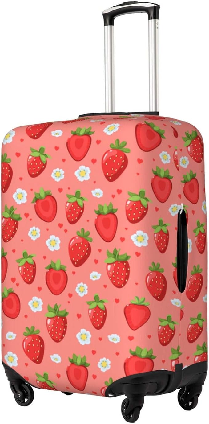 Cute Strawberry and Floral Print Elastic Luggage Cover, Suitcase Protector - Image 2