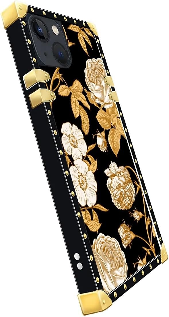 Compatible with iPhone 14 Case, Blooming Rose Golden Flower Luxury Golden - Image 4