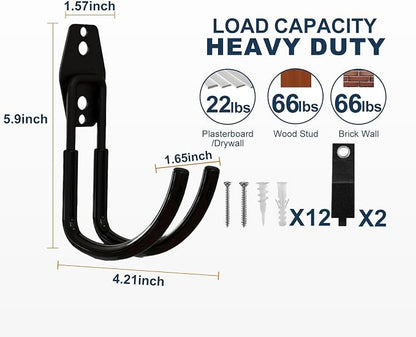 Garage Hooks Heavy Duty, 6 Pack Large Round Steel Garage Storage Hooks - Image 2