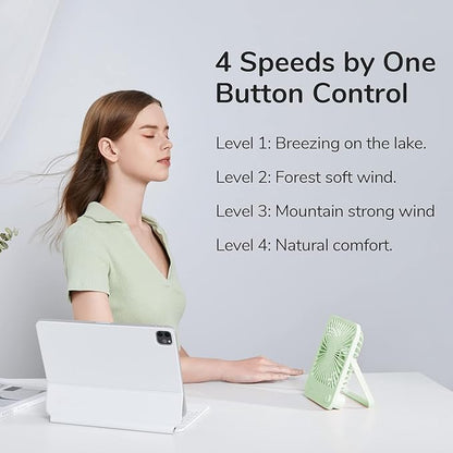 JISULIFE Desk Fan Battery Rechargeable, 4500mAh 180°Foldable Portable Personal - Image 2