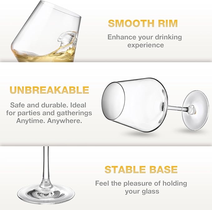 Hlukana Unbreakable Wine Glasses Set of 6, 16 oz Plastic Wine Glasses - Image 4