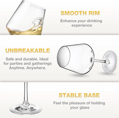 Hlukana Unbreakable Wine Glasses Set of 6, 16 oz Plastic Wine Glasses - Image 4