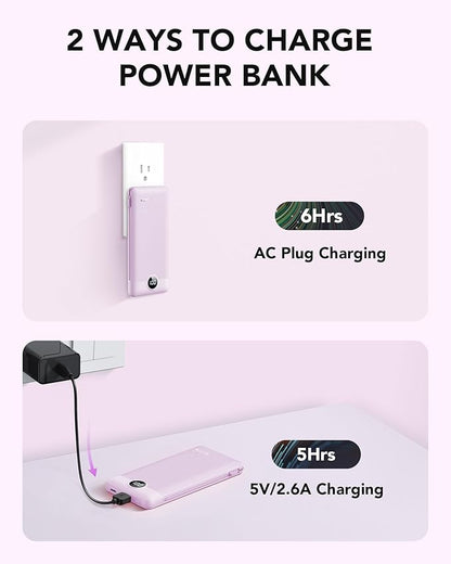 VRURC Portable Charger Built-in Cables and AC Wall Plug, USB C Power Bank - Image 5