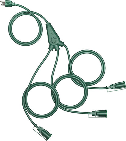 DEWENWILS Christmas Outdoor Extension Cord 1 to 3 Splitter, Total 12FT by DEWENWILS