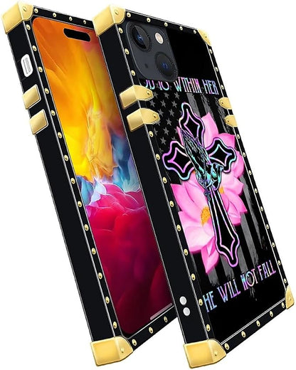 Compatible with iPhone 15 Case, Praying Cross Hands Luxury Golden Decoration - Image 3