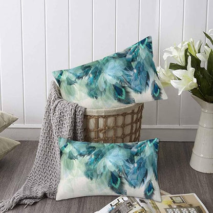 Peacock Feather 12 X 20 Pillow Covers Watercolor Gradient Blue Soft Halo Green - Image 6