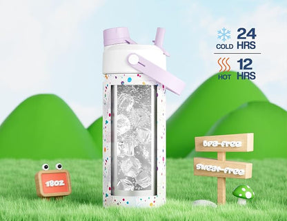 18 oz Kids Insulated Water Bottle: BPA-Free, Easy Clean, Keep Cold 24H - Image 5