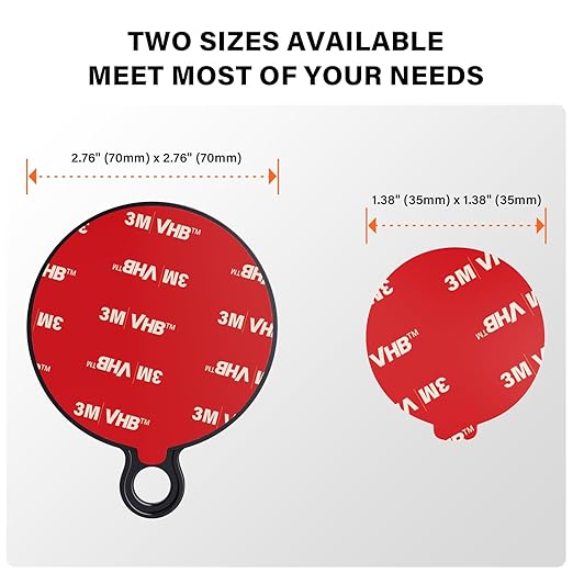 APPS2Car 3M Adhesive Pads-2pcs 70mm Round & 6pcs 35mm Round, 70mm Dashboard Pad - Image 2