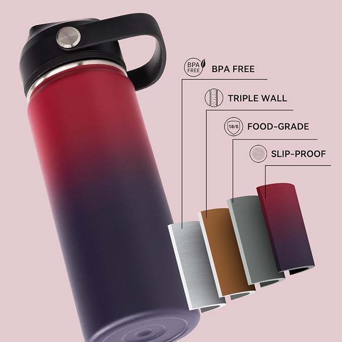 Fijinhom 18oz Insulated Stainless Steel Water Bottle, Wide Mouth Double Wall - Image 3