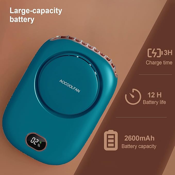 AOCOOLFAN Portable Neck Fan, Mini Small Personal Handheld Fan USB Rechargeable - Image 3