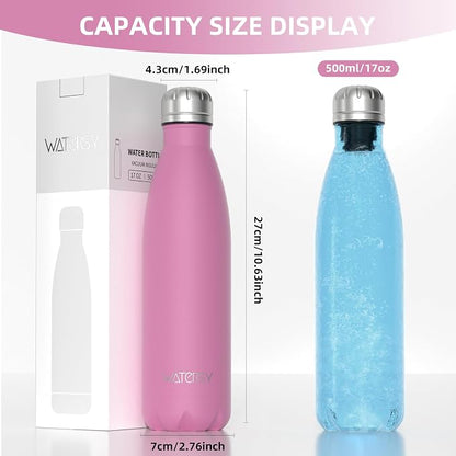 WATERSY Stainless Steel water bottles, 17oz/500ml Insulated Water Bottles - Image 3