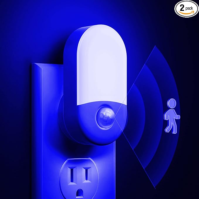 Blue Night Light Plug in, LOHAS Motion Sensor Blue LED Night Lights Plug Into by LLOHASLED