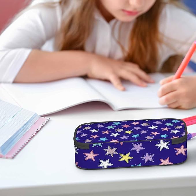 Colorful Stars Pencil Case Woven Stars Purple Blue Red Pencil Bag Pouch Box - Image 5
