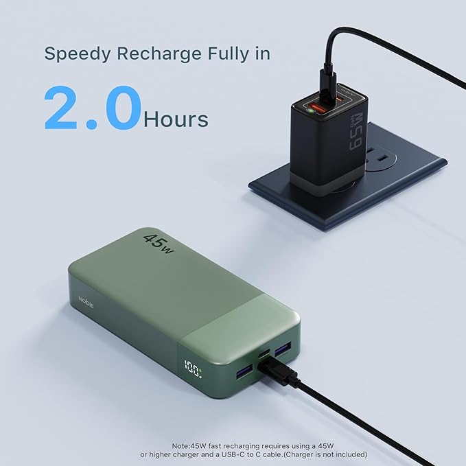 NOBIS Portable Charger, 20000mAh Power Bank, 45W Power Bank Fast Charging - Image 5