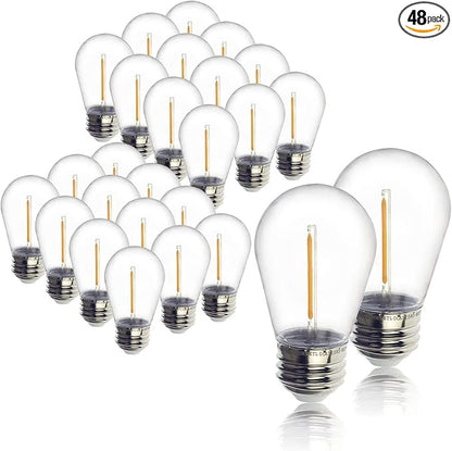 Jslinter 48-Pack LED 1W String Light Bulbs, S14 Plastic Shatterproof Edison by Jslinter