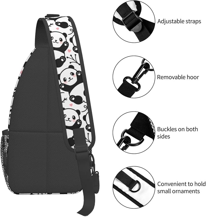 Cute Panda Sling Bag For Women Men Funny Backpack Crossbody Shoulder Bag Sling - Image 5