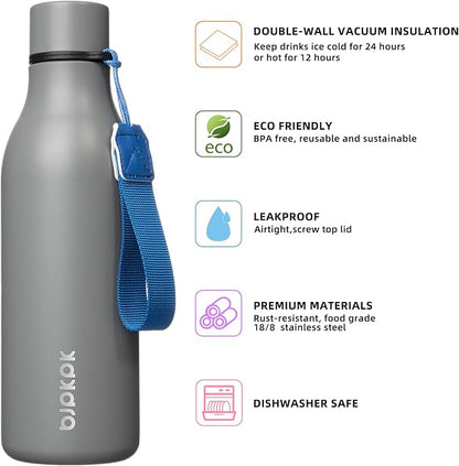 BJPKPK Insulated Water Bottles, 18 oz Stainless Steel Metal Water Bottle - Image 2