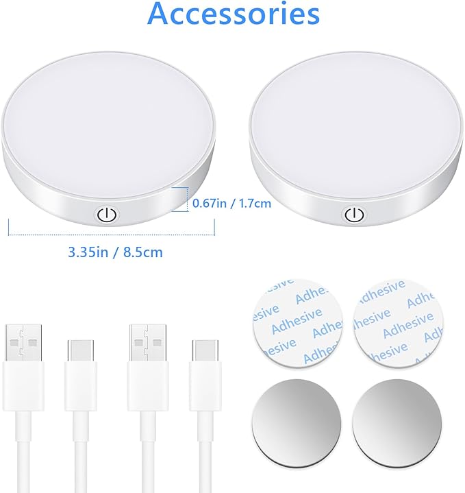 Ferswe Dimmable Touch Lights, 3000K Rechargeable Tap Light - Image 6