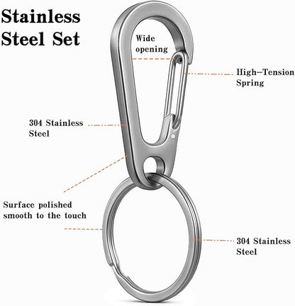 Stainless Steel Carabiner Keychain, Quick Release Heavy Duty Key Clip - Image 4