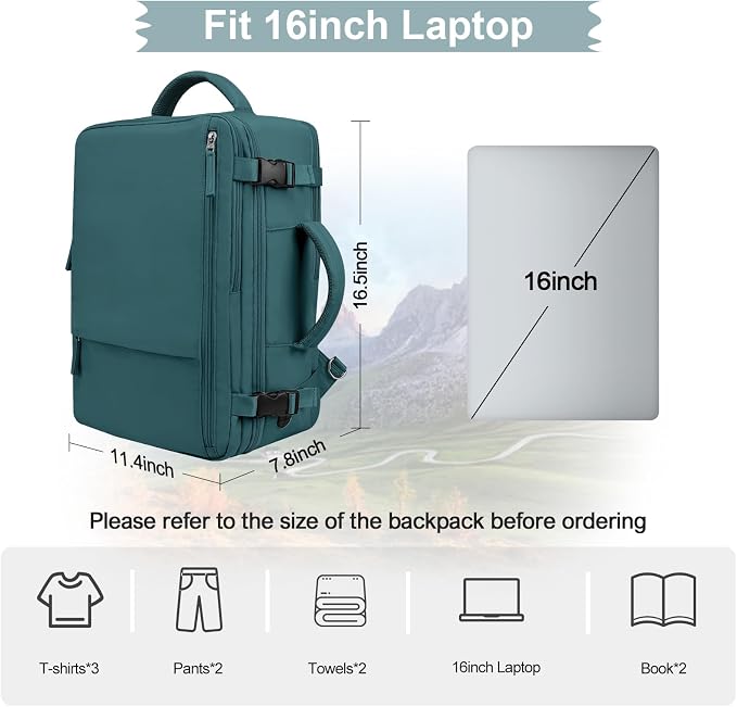 Hanples Personal Item Backpack, Travel Backpack - Image 4