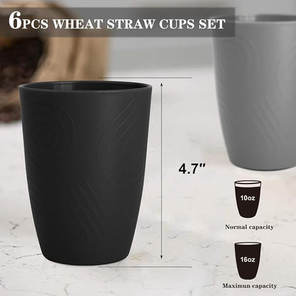Homienly Premium Wheat Straw Cups Set of 6, Reusable 16oz Water Glasses - Image 2