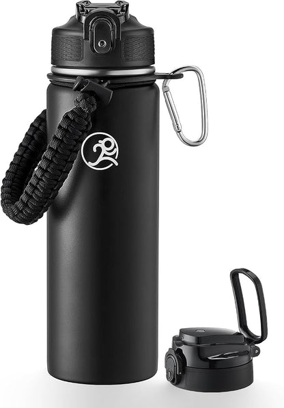 GOSWAG Insulated Sports Water Bottle, 24oz 2 Lids, Stainless Steel Water Bottles by GOSWAG