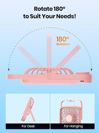 TOPK 2 Pack 5000mAh Portable Desk Fan, Ultra-Thin Rechargeable Battery Operated - Image 8