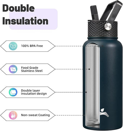 Konokyo 32 oz Insulated Water Bottle Stainless Steel Sport Bottles - Image 4