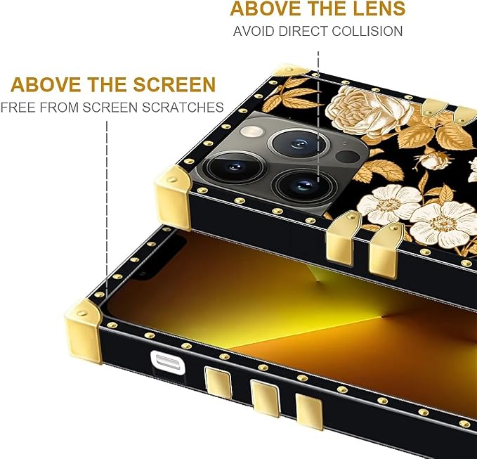 Compatible with iPhone 13 Pro Max Case, Blooming Rose Golden Flower Luxury - Image 6