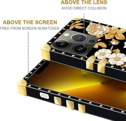 Compatible with iPhone 13 Pro Max Case, Blooming Rose Golden Flower Luxury - Image 6
