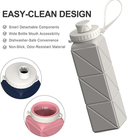BEAUTAIL Collapsible Water Bottles 20.6oz, Silicone Foldable Portable Travel - Image 5