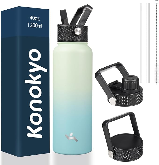 Konokyo 40oz Insulated Water Bottle Stainless Steel Sport Bottles by Konokyo