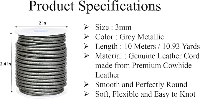 GENIQUE Real/Genuine Round Leather String Cord - Image 3