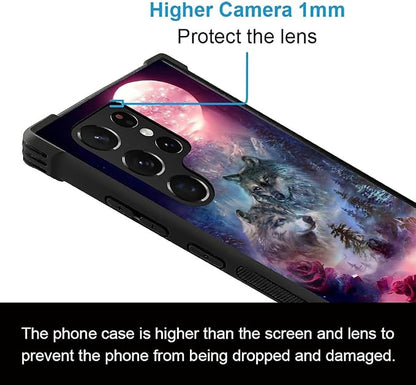 for Samsung Galaxy S22 Ultra Case, Star Two Wolfs Howling Pattern Graphic - Image 3