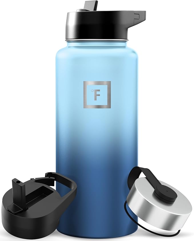 IRON °FLASK Camping & Hiking Hydration Flask - 32 oz Blue Waves by IronFlask