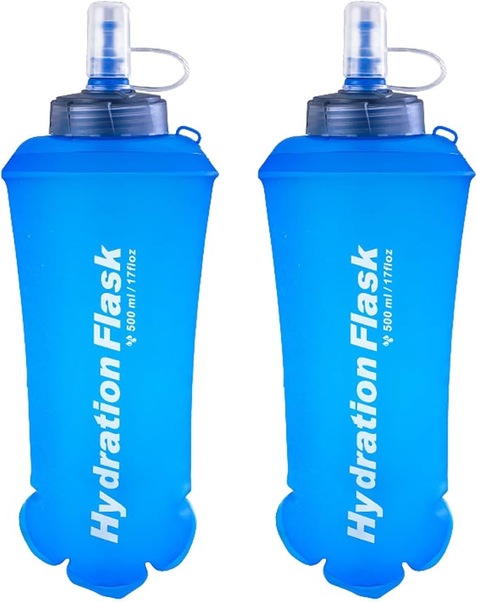 Azarxis TPU Soft Flask Collapsible Water Bottles BPA-Free 250ml 350ml 500ml by DesignedforOutdoorSports