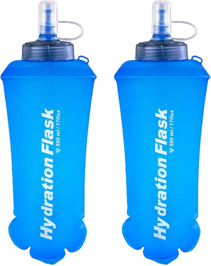 Azarxis TPU Soft Flask Collapsible Water Bottles BPA-Free 250ml 350ml 500ml by DesignedforOutdoorSports