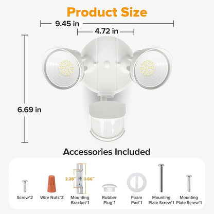 UME LED Security Light Motion Sensor Outdoor Lights, 27W 3000LM, IP65 Waterproof - Image 8
