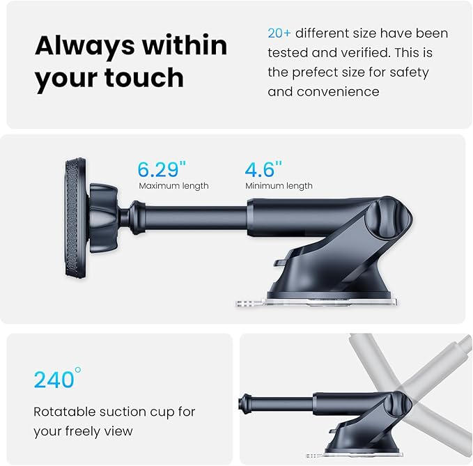 APPS2Car Magnetic Phone Mount for Car, Dashboard & Windshield Suction Cup Holder - Image 4