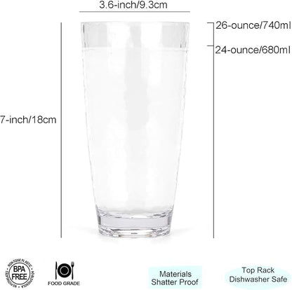 KOXIN-KARLU Hammered 26-ounce Plastic Tumbler Acrylic Glasses Drinking Cups - Image 2
